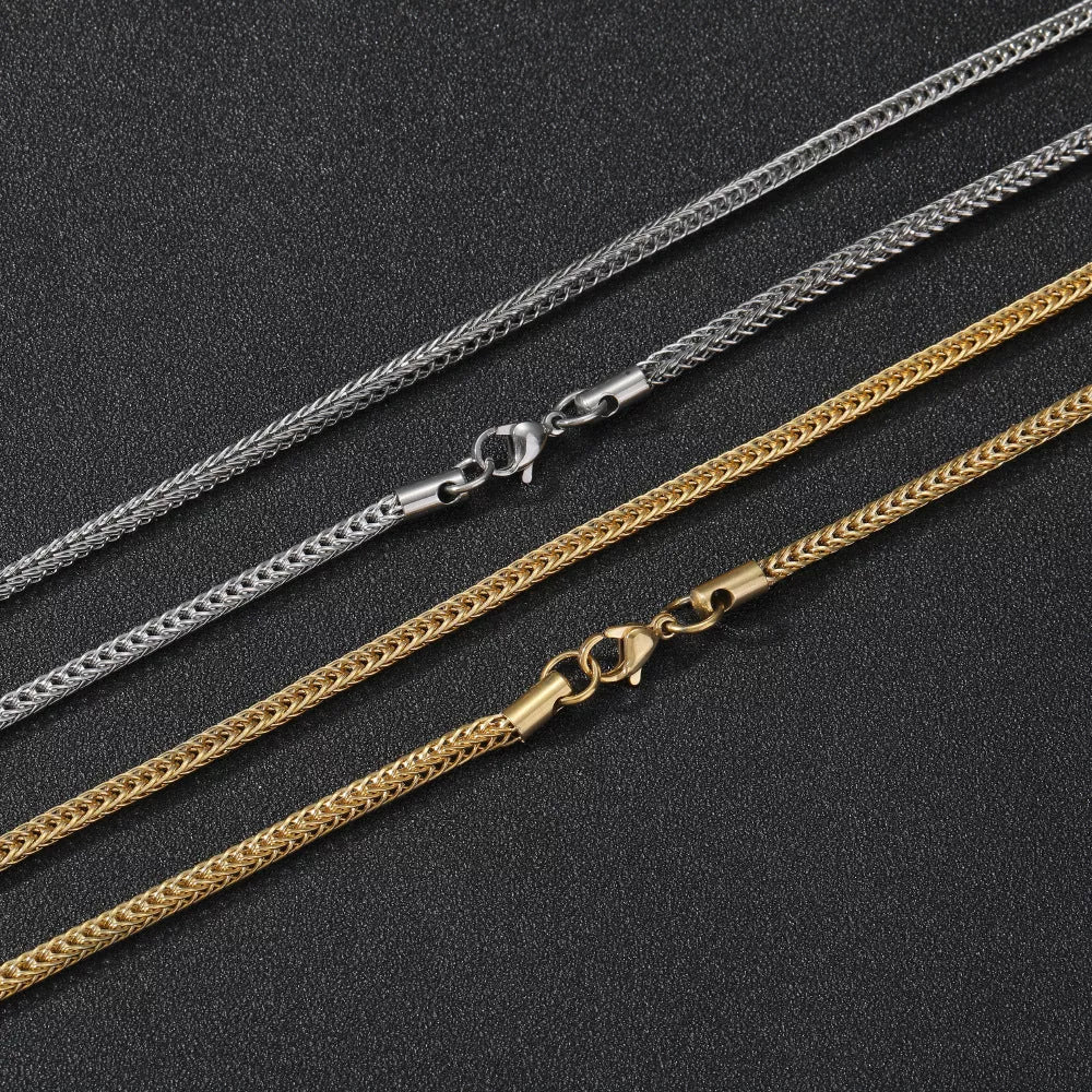 Vacuum electroplated stainless steel chain necklace for men and women, 3mm width