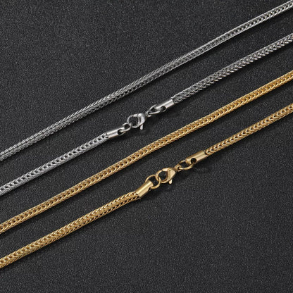 Vacuum electroplated stainless steel chain necklace for men and women, 3mm width