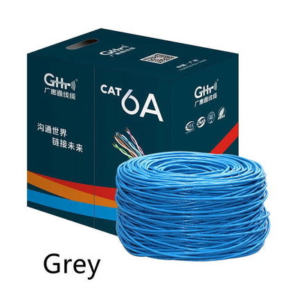 Reel of blue Category 6A oxygen-free copper network cable labelled 305 metres