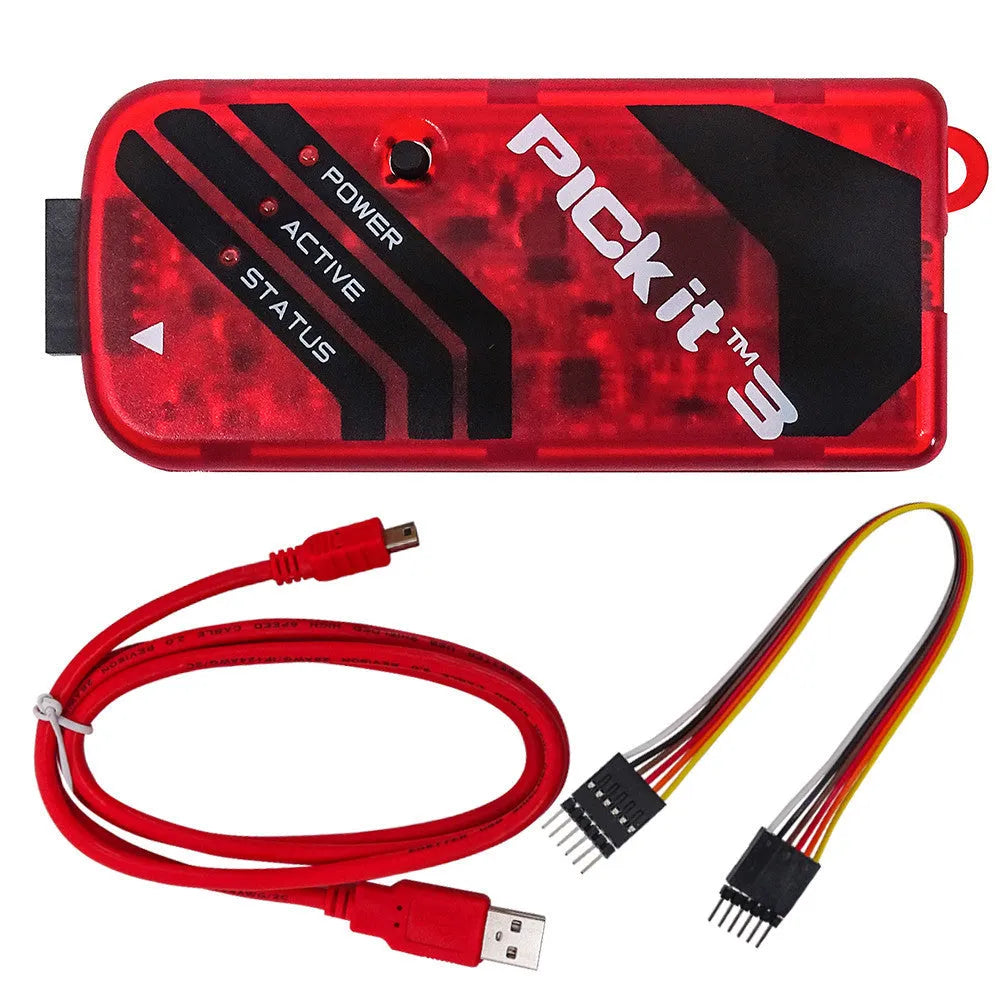 Offline simulation programmer burner unit for PIC microcontrollers, compatible with ICD2, KIT3, and KIT3.5 sockets.