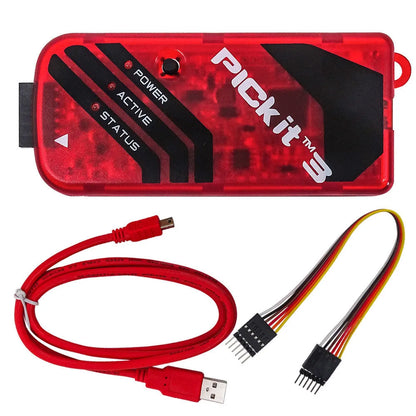 Offline simulation programmer burner unit for PIC microcontrollers, compatible with ICD2, KIT3, and KIT3.5 sockets.