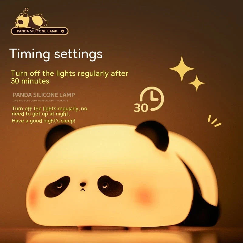 Adorable panda night light with soft, adjustable glow and rechargeable design