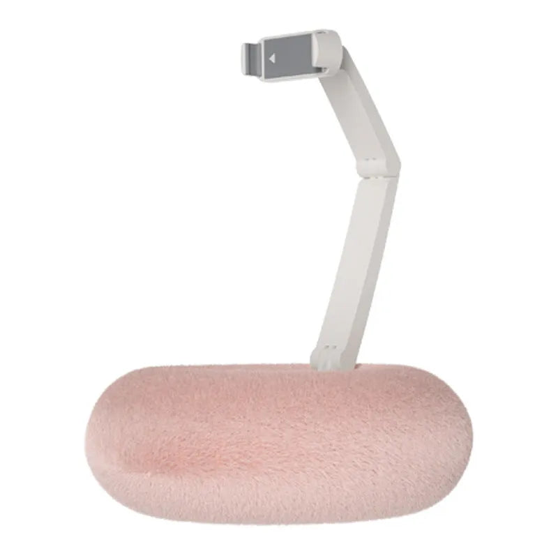 Mobile phone tablet rotating bracket with ABS plastic construction, adjustable vertical pull rod up to 230mm, and phone clamping size from 4.5 to 13 inches for home desk or office use in pink, green, beige, or white colour options
