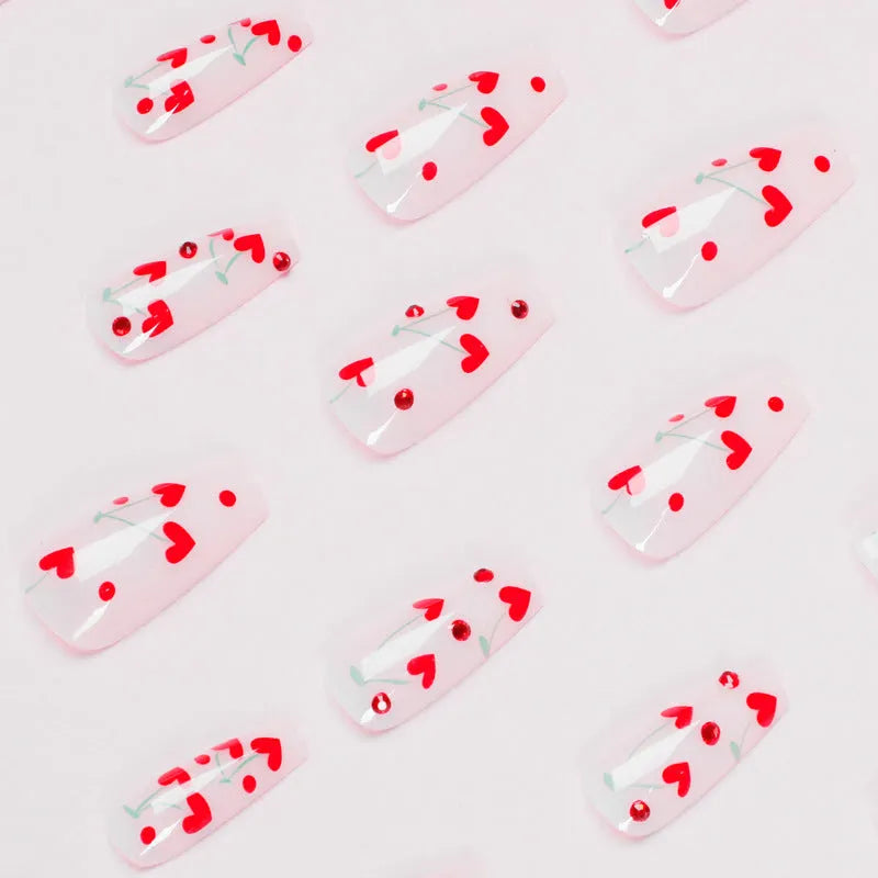 French Love Red Diamond Small Cherry Wear Armor nail art kit with 24 decorative sheets and adhesive