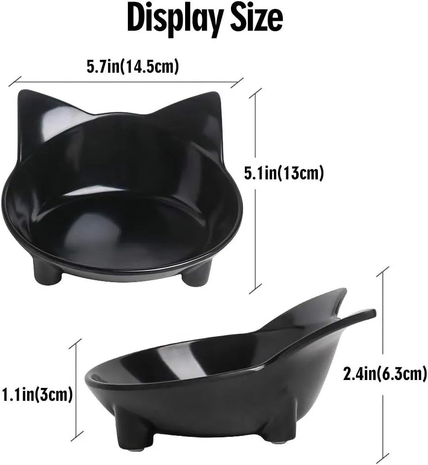 White melamine pet bowl with shallow dish and non-slip black rubber base on a wooden floor
