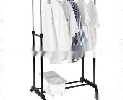 Stainless steel floor laundry rack, adjustable height 80-160cm, 78x42cm base, modern simplicity style, with alloy hanger.