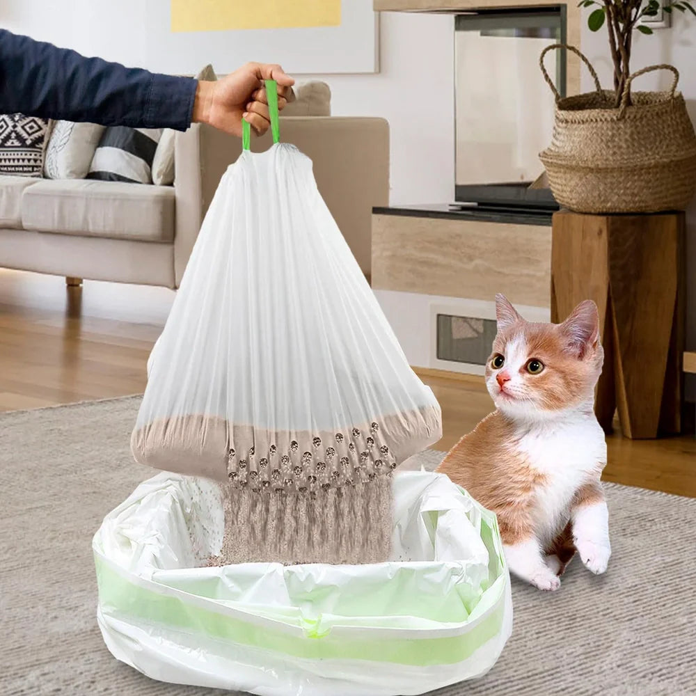Pack of 7 thick plastic sifting cat litter liner bags, sizes 79x45.7cm S and 94x45.7cm L for trays