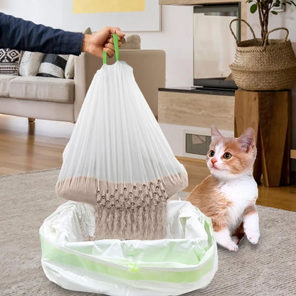 Pack of 7 thick plastic sifting cat litter liner bags, sizes 79x45.7cm S and 94x45.7cm L for trays