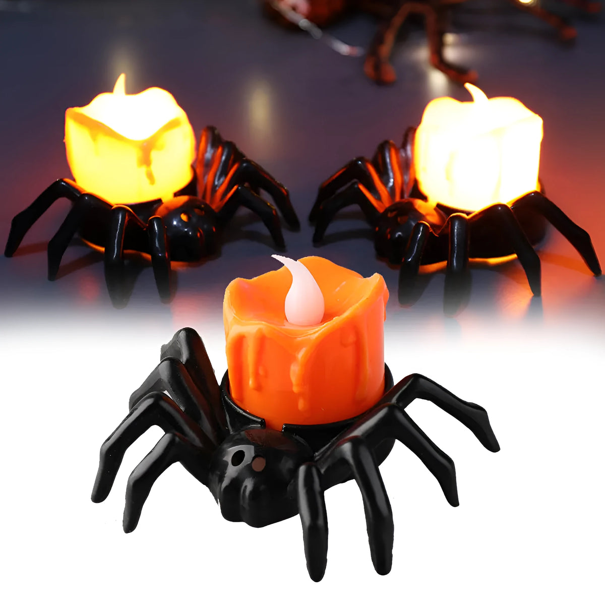 7x8.5x5cm reusable plastic spider candlestick Halloween decoration