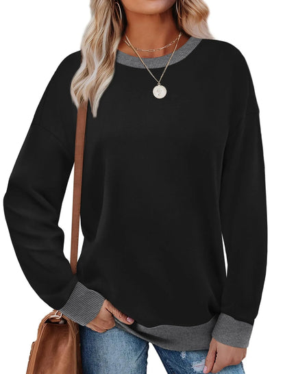 Loose fit striped long sleeve top for women on a hanger, shown in apricot colour.