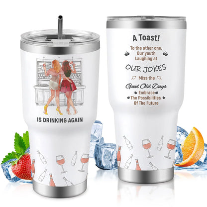 30oz insulated travel mug for car, keeps drinks hot or cold, spill-proof lid