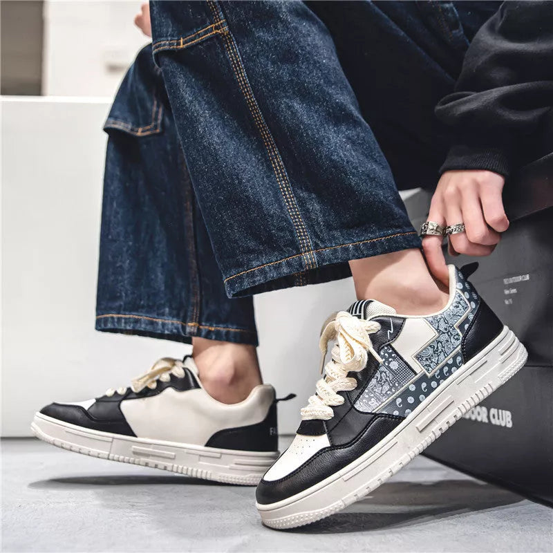 Male Student Sports Casual Shoes in beige, white and blue, and beige and black colours