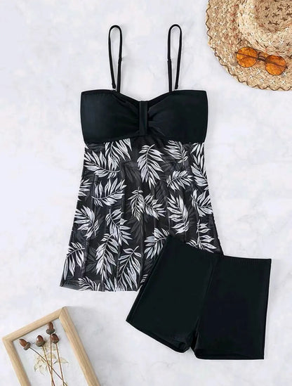 High waist mesh women's swimsuit briefs in split boxer style.