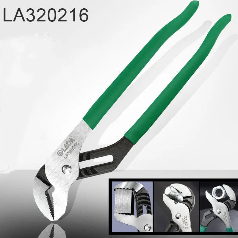 CR-V steel adjustable water pipe wrench with multi-gear jaw adjustment in professional tool setting