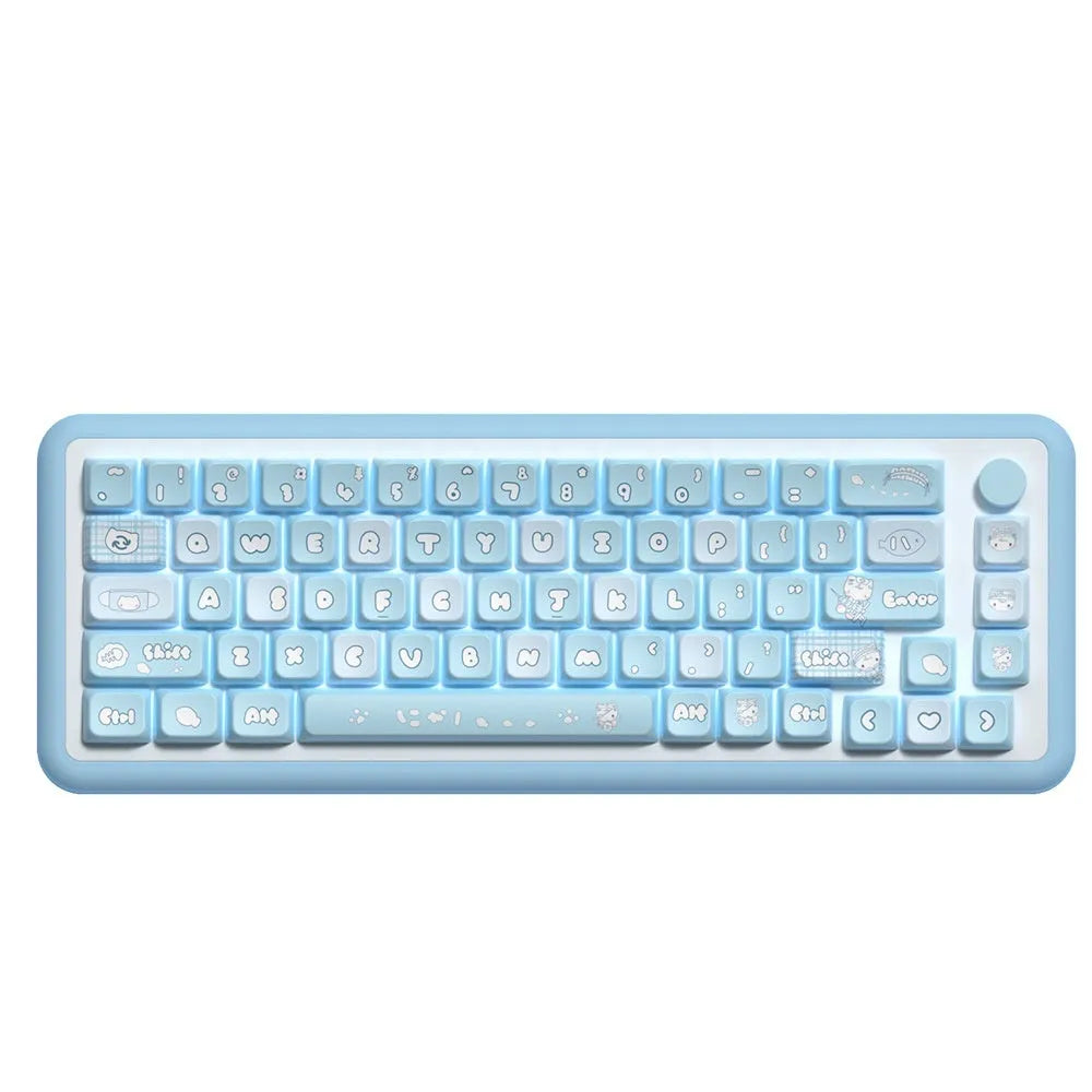 Watercolour kitten design custom keycap set for mechanical keyboards with sublimation print on PTB plastic