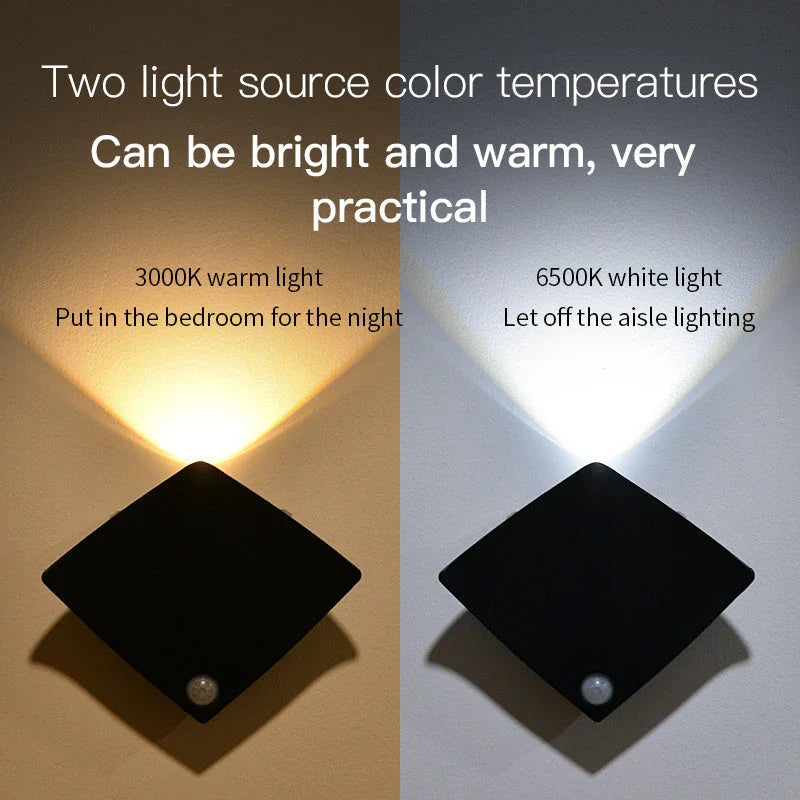 Motion-activated wireless LED wall lamp with adjustable sensor and long-lasting battery for hands-free home decor lighting