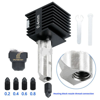 Bambu Lab A1 Mini 3D printer hot end assembly kit with hardened steel nozzles and black silicone sleeve