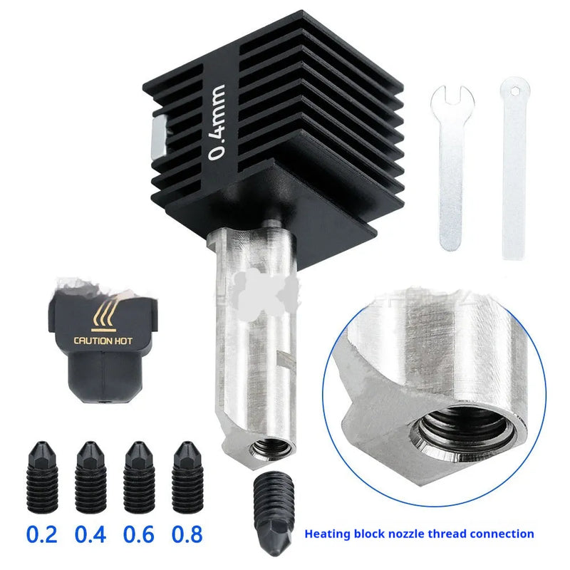 Bambu Lab A1 Mini Hot End Assembly Replacement and Upgrade Kit for Bambu Lab A1 Mini 3D Printer with Hardened Steel 0.2mm 0.4mm 0.6mm 0.8mm Nozzle Options and Black Silicone Sleeve Accessory