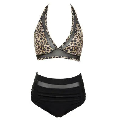 Women's bikini swimsuit set with briefs-style bottom in polyester fibre construction