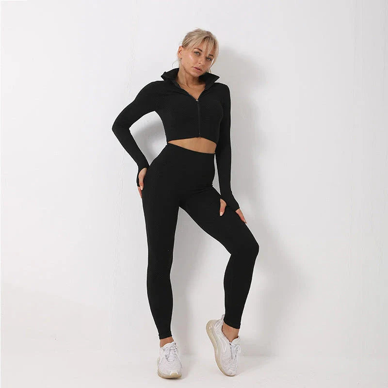 Premium seamless yoga and fitness set for women in vibrant colors
