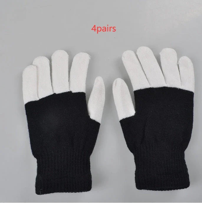 Vibrant Glow-in-the-Dark Party Gloves with Customizable Rainbow LED Lights for Dancing, Performing, and Everyday Wear