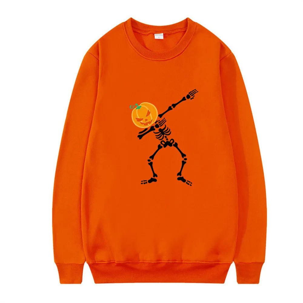 Women's printed crew neck long-sleeve top in cotton-polyester blend fabric for autumn and winter wear