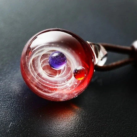 Cosmic Nebula Pendant Necklace featuring a unique blue starry sky design