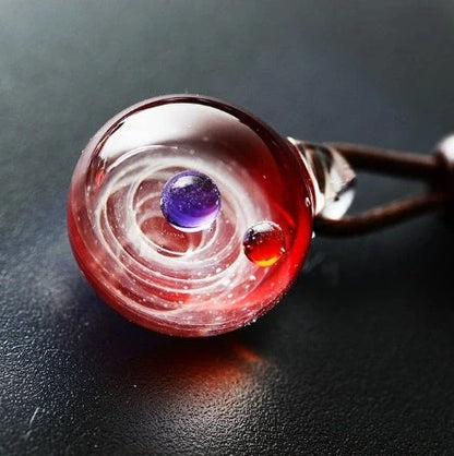 Cosmic Nebula Pendant Necklace featuring a unique blue starry sky design
