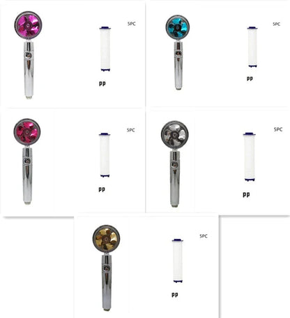 360° Rotating Shower Head with Built-In Fan - Premium ABS Plastic Construction, Water-Saving High-Pressure Spray