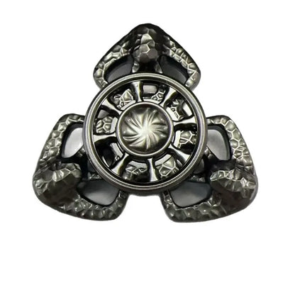 Alloy metal Flame Butterfly design rotating fingertip fidget gyro toy in grey or colourful finish.