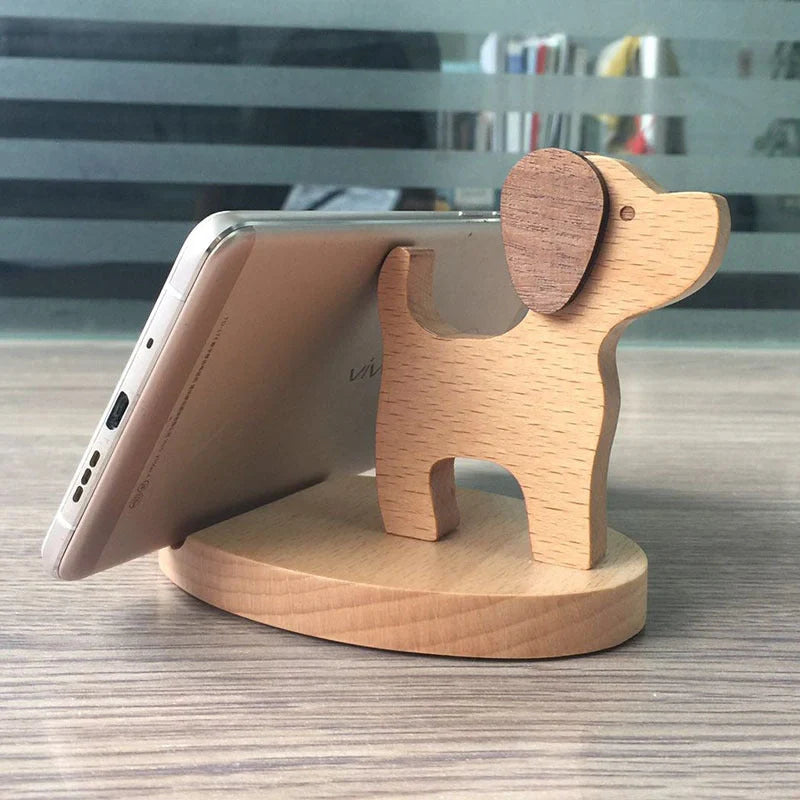 Custom beech wood lazy phone holder with various designs for hands-free convenience
