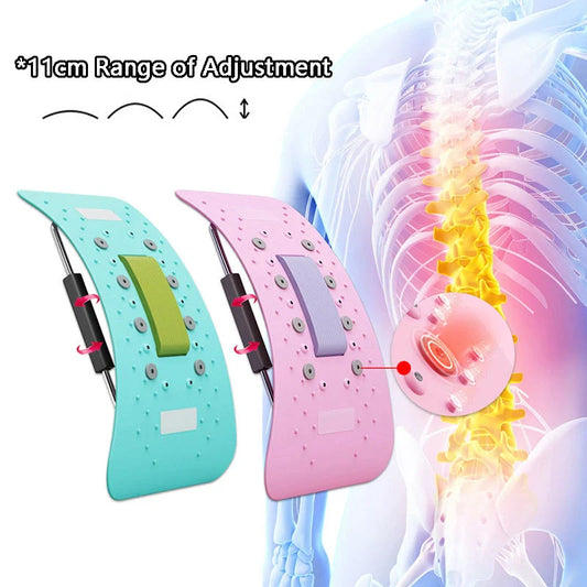 Adjustable Back Cracker Spine Board in pink and green for lumbar and neck support