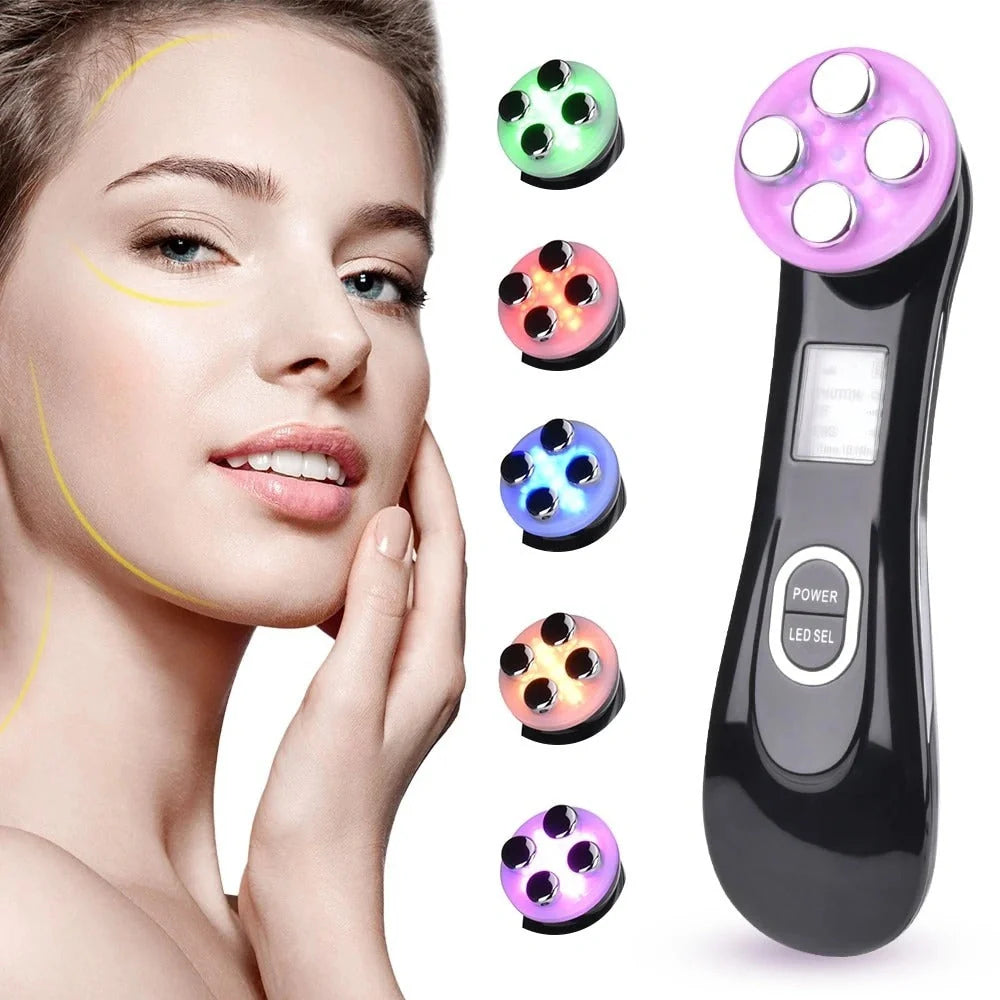 EMS radio frequency beauty instrument for skin rejuvenation in white, pink, and black