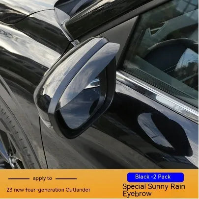 Black engineering plastic window deflectors installed on a 2023 Mitsubishi Outlander.