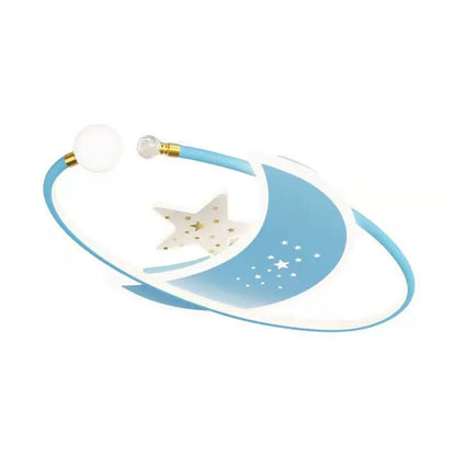 Children's bedroom ceiling lamp with moon star cloud design and adjustable LED lighting in blue colour option