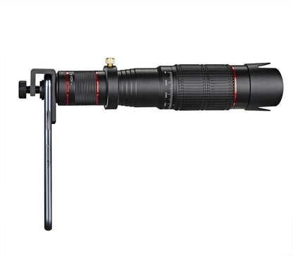 Black 36x telephoto mobile phone telescope with adjustable universal smartphone mount in compact case