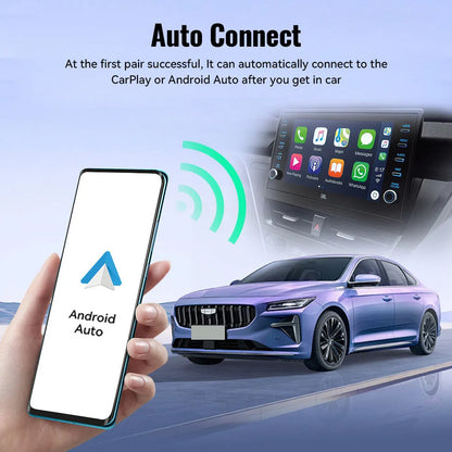 Black CarPlay USB wireless adapter showing compact design with USB connection interface
