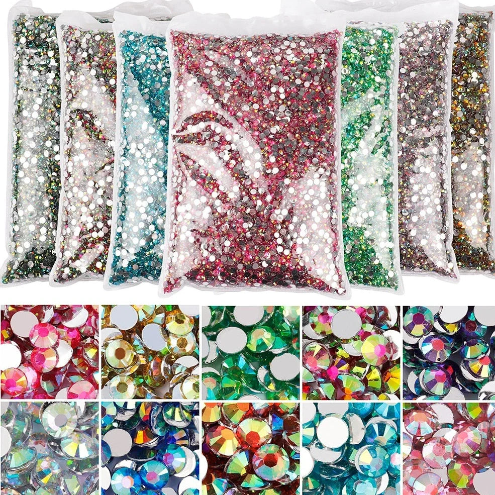 Resin flat magic colour nail rhinestones with eight-mesh pattern in assorted colours and sizes for nail art decoration