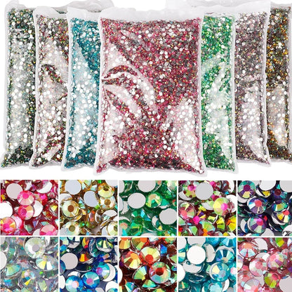 Resin flat magic colour nail rhinestones with eight-mesh pattern in assorted colours and sizes for nail art decoration