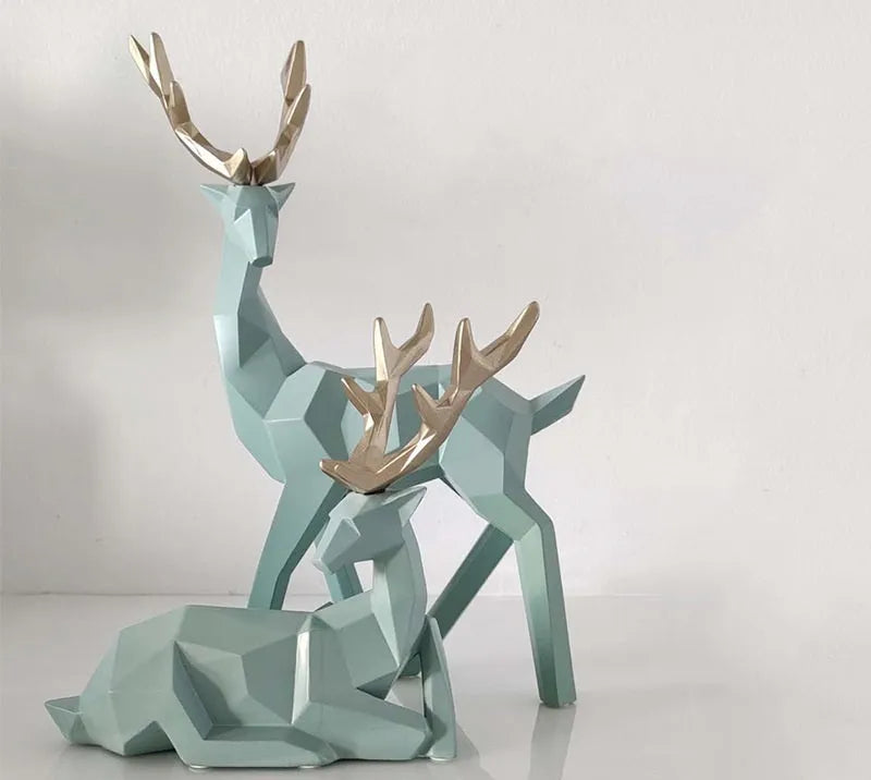 Resin deer statue in simple modern style for home decor table ornament