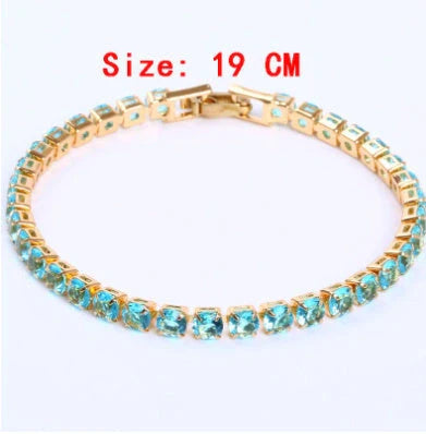 Cubic Zirconia Tennis Bracelet with AAA+ stones and copper box chain in various colours
