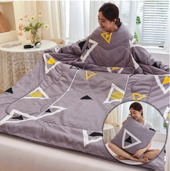 Cozy heated blanket with sleeves for comfortable lounging and hands-free relaxation