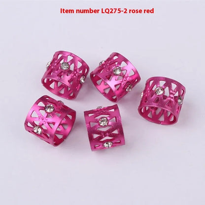 Aluminium hair ring wig decoration in mixed colours showing crown and heart shape designs