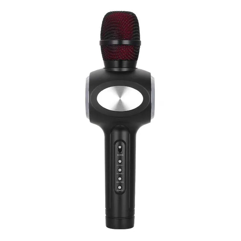 Yaerjia E108 wireless karaoke microphone in black, gold, or pink colour with built-in speaker