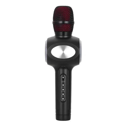 Yaerjia E108 wireless karaoke microphone in black, gold, or pink colour with built-in speaker