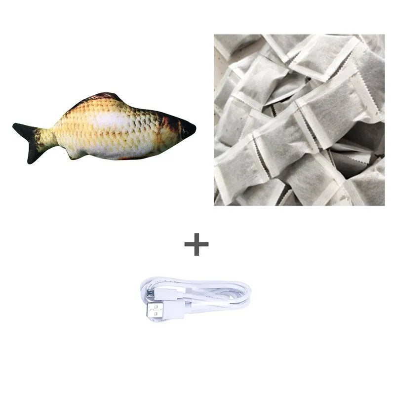 30cm multicolour electronic jumping fish cat toy with USB charging cable