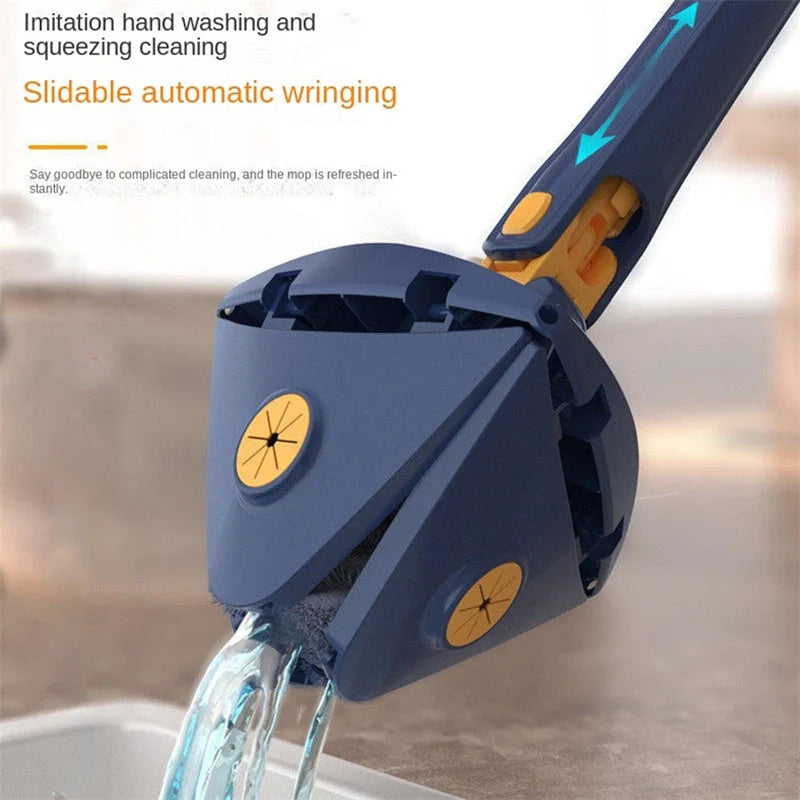 Extendable Triangle Mop with 360° rotatable head for deep cleaning floors, walls, and ceilings
