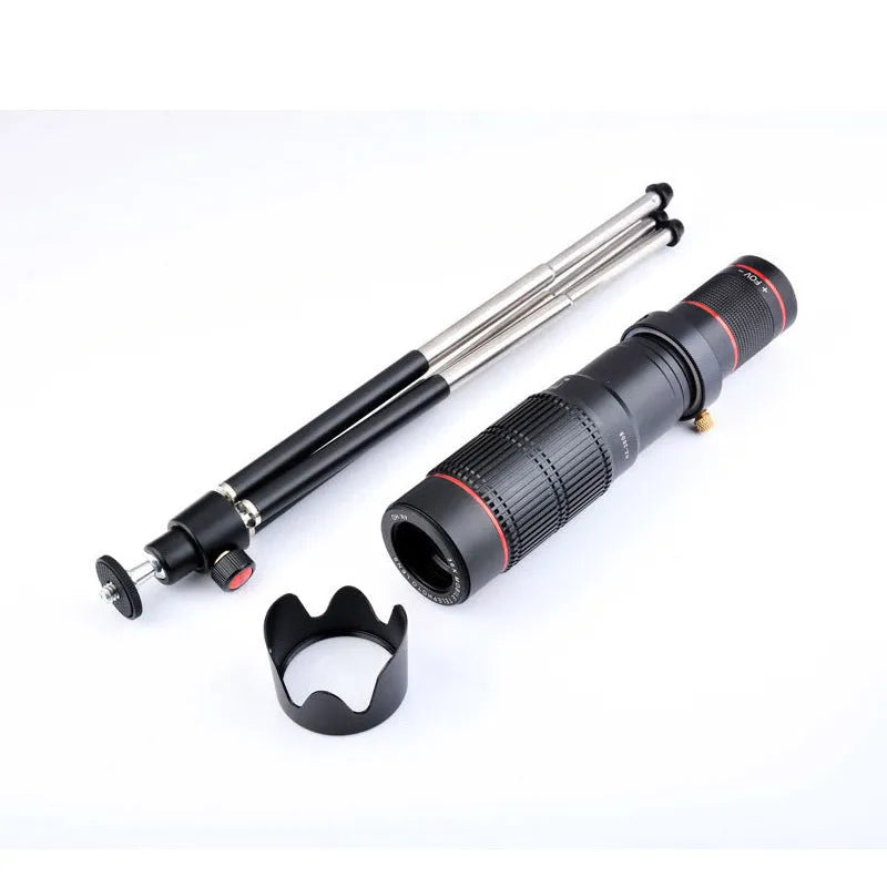 36x telephoto mobile phone telescope with adjustable universal smartphone mount, black smartphone telescope lens for GM and universal phone models, 36 times magnification phone telescope with 22.5 x 12.5 x 6 cm compact case