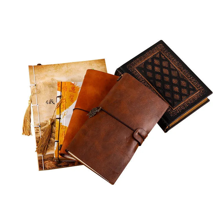 Imitation leather notebook with black gold or bronze cover and 12.3 x 17 cm sketch paper pages