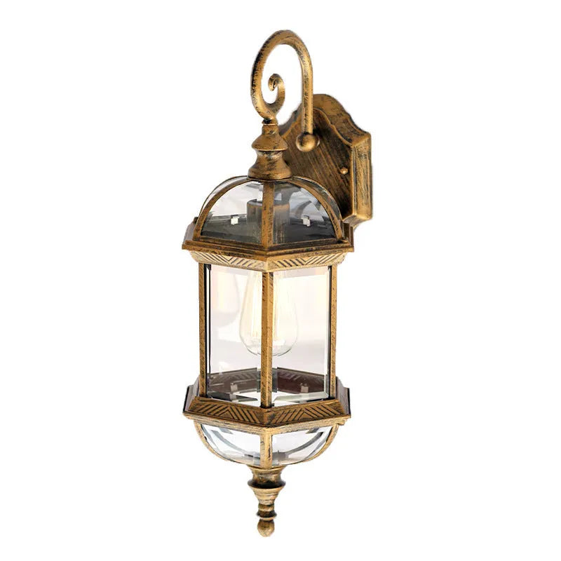 Gold and black outdoor waterproof aluminium wall lamp for courtyard and store decoration